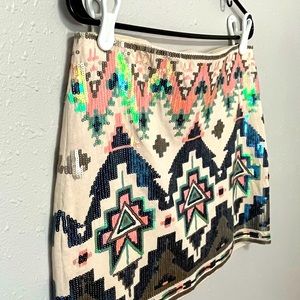 Express Sequined Mini Skirt